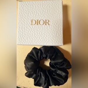 Dior Black Satin Hair Scrunchie. NEW in Dior Couture Box